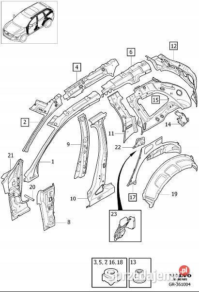 VOLVO XC60 wewn poszycie lewy blotnik tyl cwiar Bielany Wrocławskie