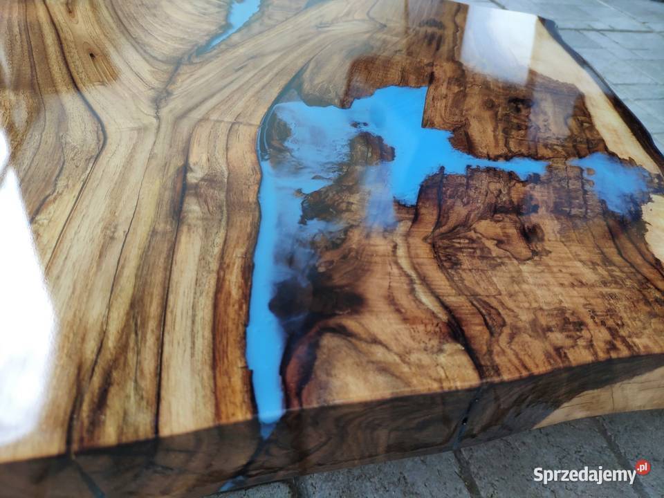 Blat stolik monolit orzech live edge deska żywic