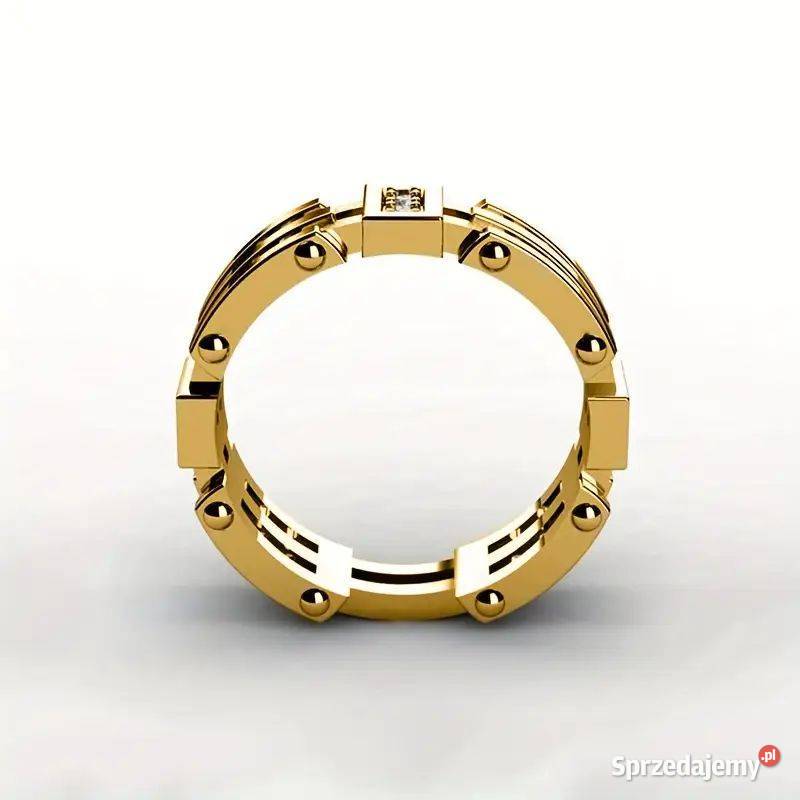 obrączka z ażurowym wzorem i syntetyczną Swarzędz