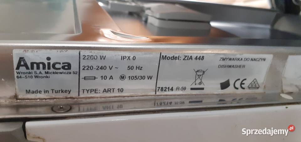 11 zmywarka Amica ZIA448 uszkodzona mechanicznie Części i Akcesoria śląskie Gliwice
