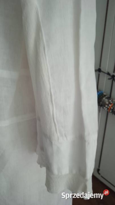 LNIANA BIAŁA ROZPINANA TUNIKA KOSZULA r 44 Piła