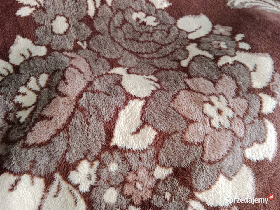 Gruby Koc z PRL Dwustronny Vintage 186x157 Koce i narzuty Ruda Śląska