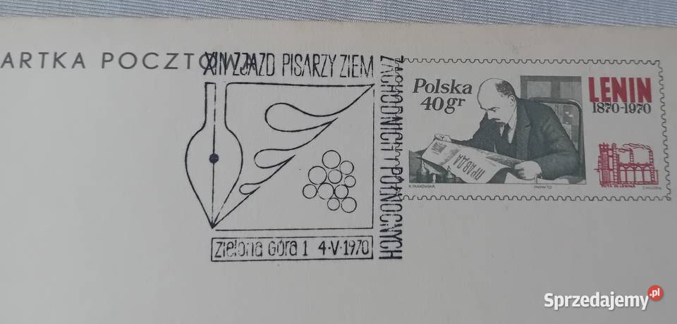 Pocztówka 100 rocznica urodzin WI Lenina Piecz Koźminek