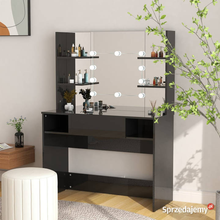 Stolik do makijażu z LED 100x40x135 MDF lśniący Warszawa