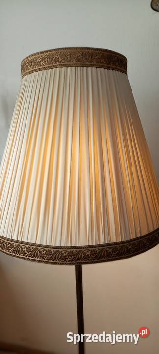 Mosiężna lampa podłogowa z abażurem 2 Skierniewice