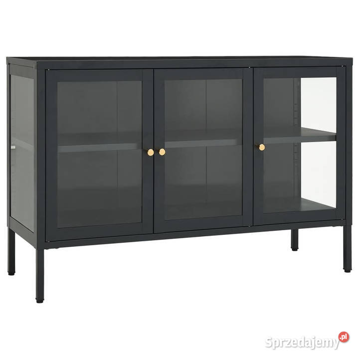 Szafka boczna antracytowa 105x35x70 stal i szkło Warszawa