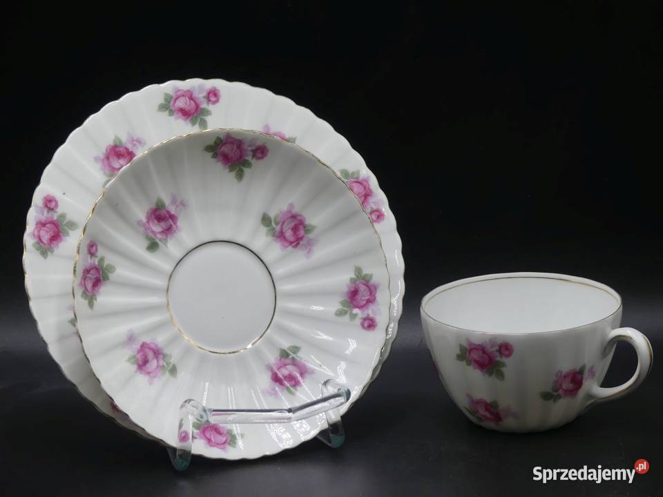 Urokliwe różane trio Tułowice Tillowitz 1920 44 Porcelana i szkło wielkopolskie Poznań sprzedam