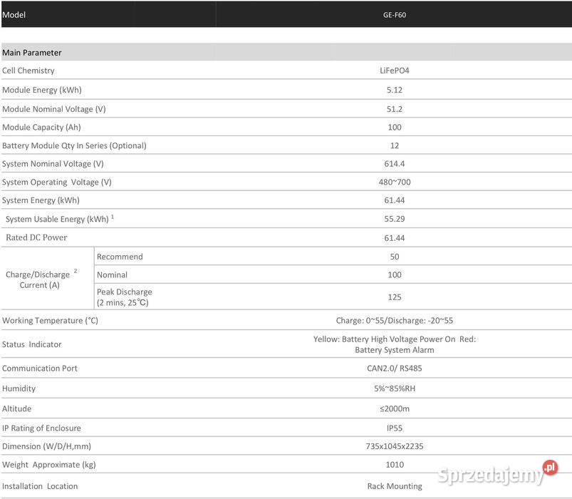 Magazyn energii HV DEYE GEF60 6144 kWh LFP