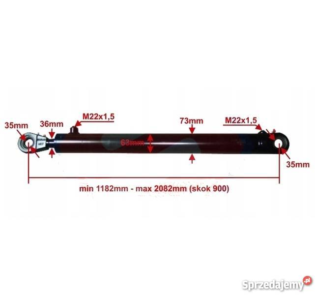 SIŁOWNIK HYDRAULICZNY 63x36 SKOK 900 MOCOWANIA Pozostałe kujawsko-pomorskie Solec Kujawski