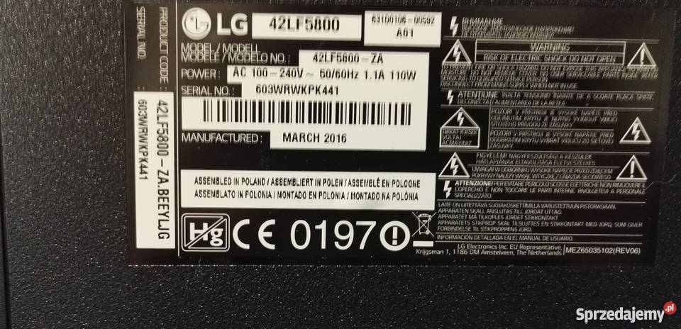 TELEWIZOR LG 42LF5800 LF580 SMART WIFI FULL HD LG Rogoźno