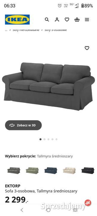 Sofa 3 osobowa EKTORP ciemno szary IKEA pomorskie
