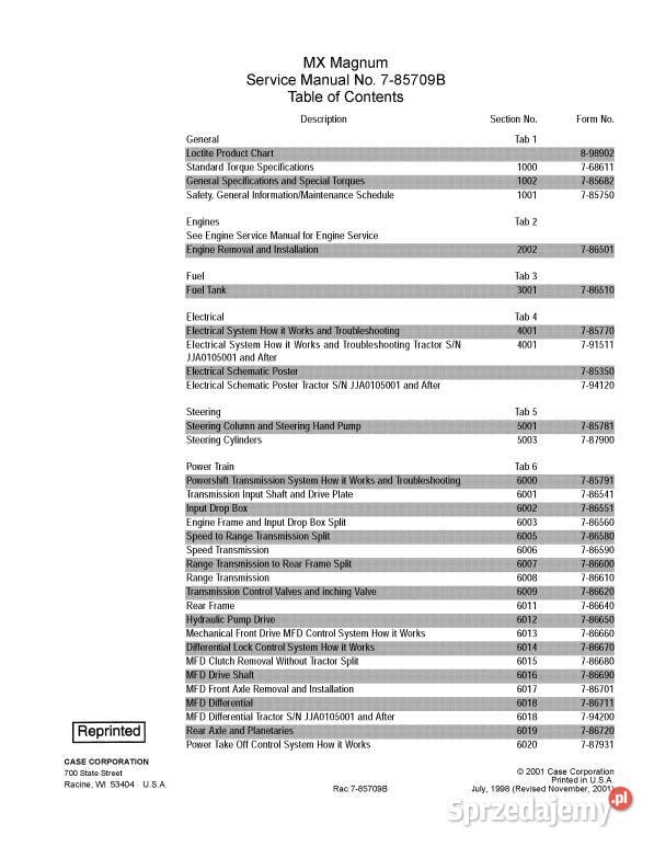 Case MX180 MX200 MX220 MX240 MX270 instrukcja świętokrzyskie Kielce