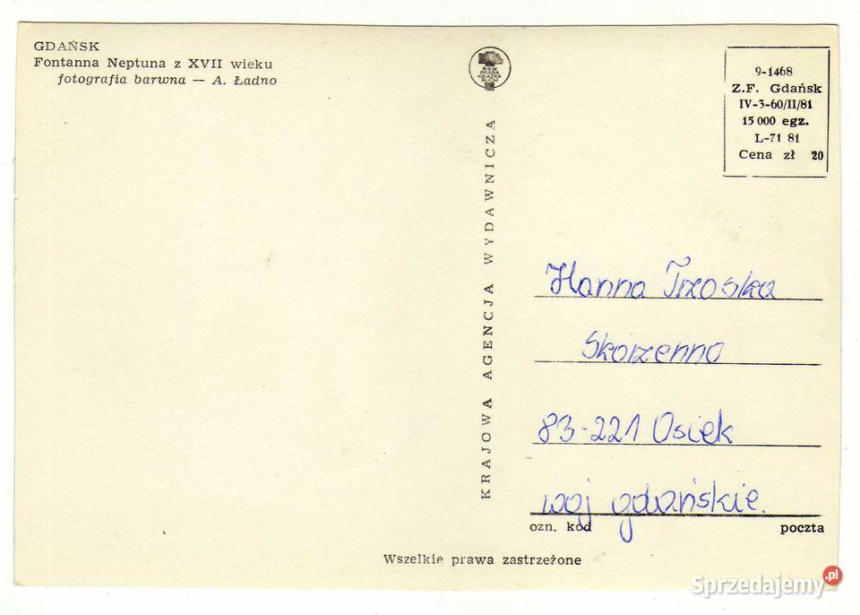 GDAŃSK FONTANNA NEPTUNA 4 Krynki sprzedam