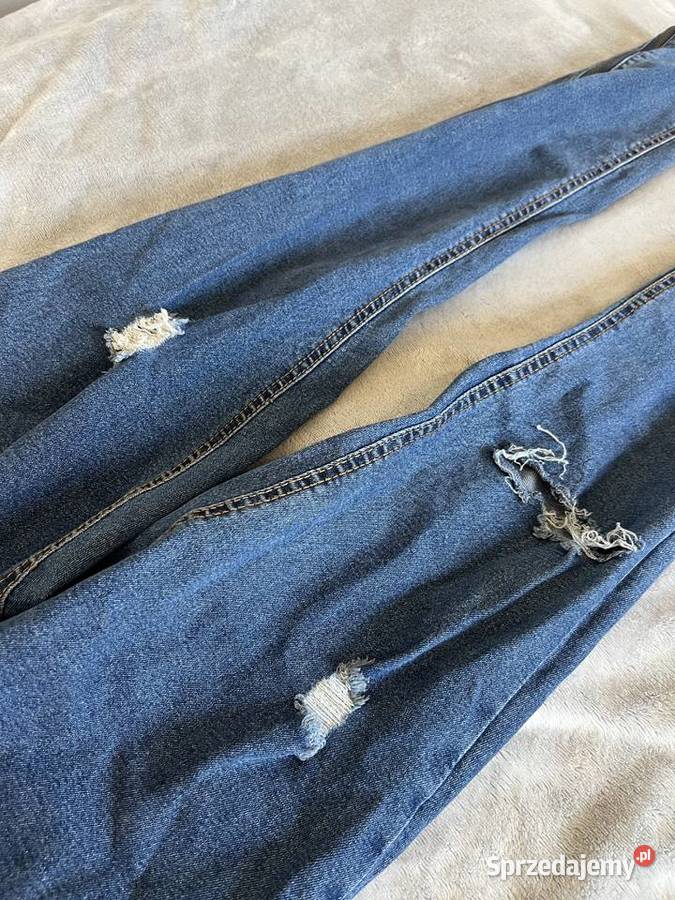Dżinsy jeansy niebieskie z dziurami skinny Jasło