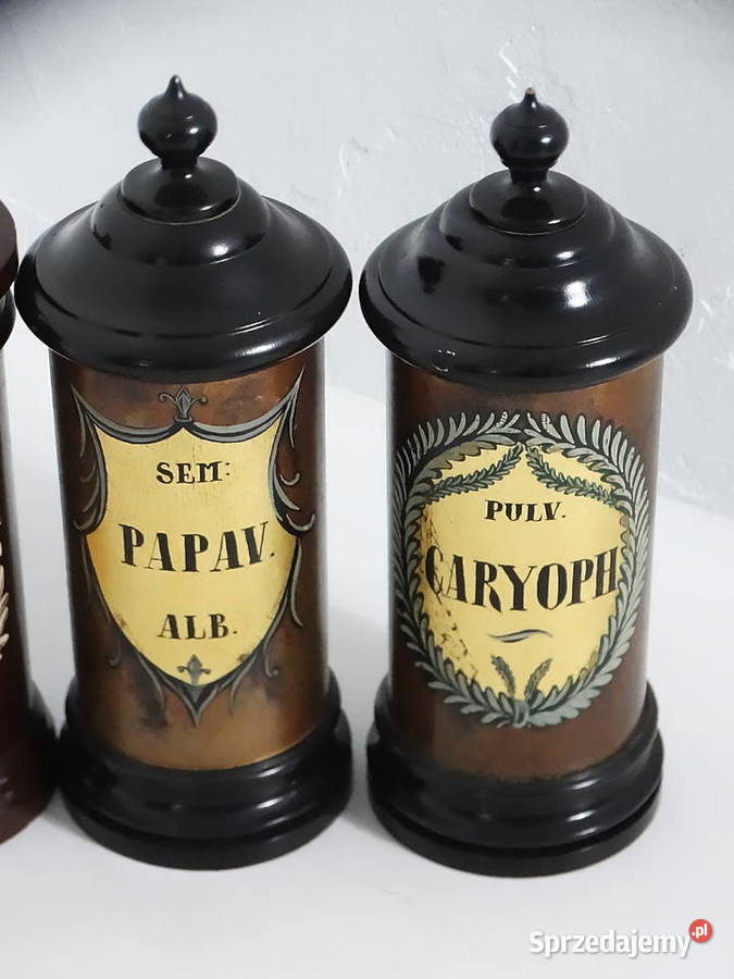 Unikatowe Puzdra Apteczne Drewno Toczone XIX w lubelskie Biłgoraj