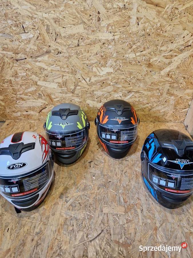 Kask Fgn Czarny Niebieski Biały Popielaty