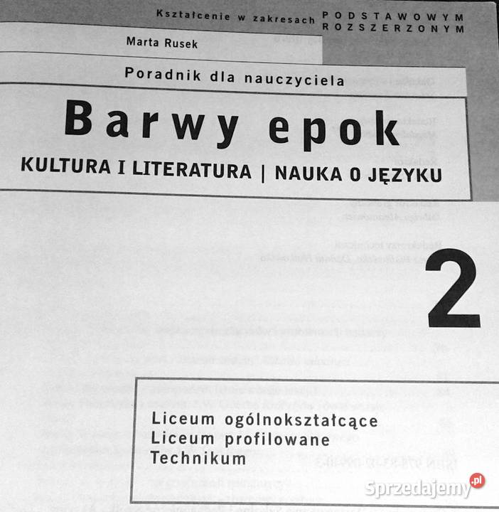 Barwy epok 2 Nauka o języku Marta Rusek Chełm sprzedam