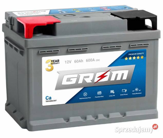 Akumulator Grom Premium 60Ah 600A PRAWY LEWY