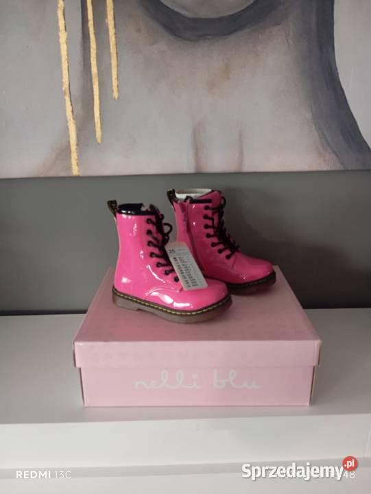 Różowe lakierowane trzewiki glany Nelli Blu Jelenia Góra