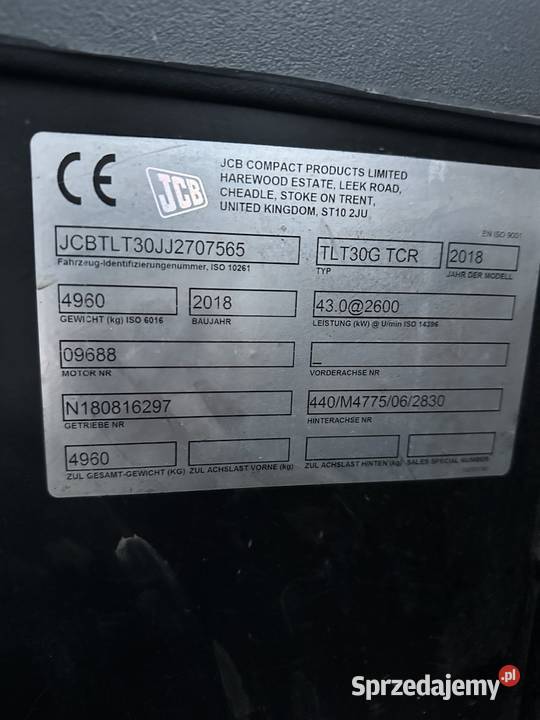Wózek teleskopowy widłowy JCB TLT30G TCR