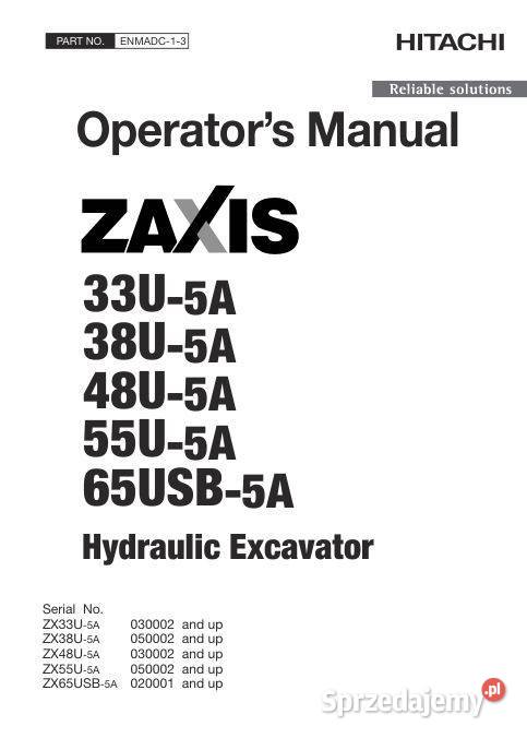 Hitachi ZX55U5A ZX65USB5A instrukcja obsługi świętokrzyskie Kielce