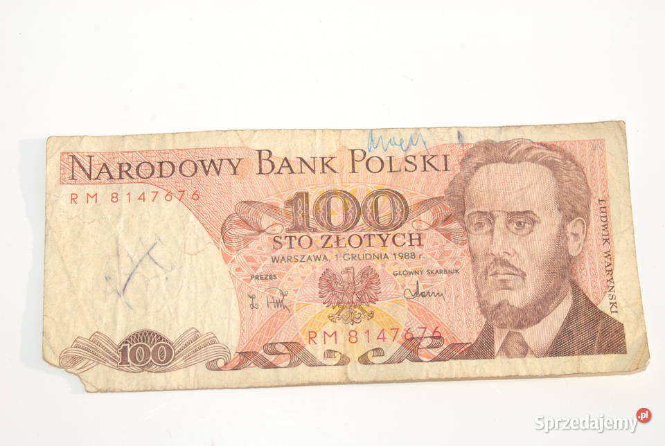 Stary banknot 100 złotych Waryński 1988 antyk RM śląskie Cieszyn