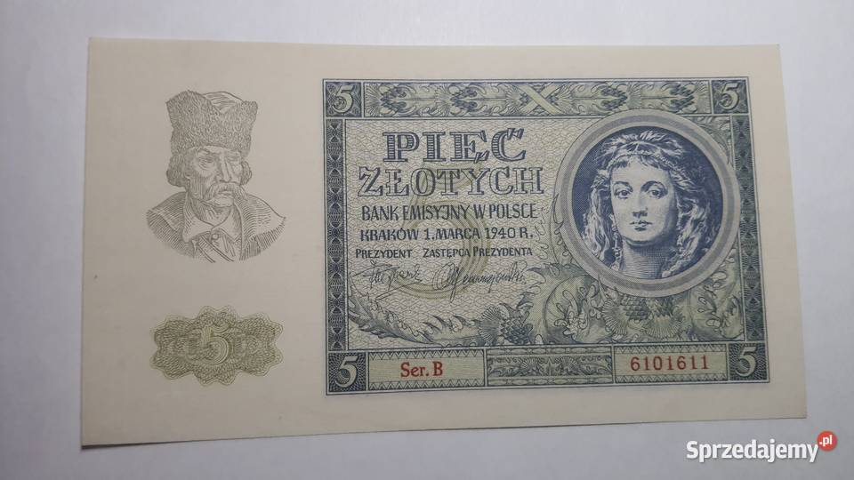 RZADKOŚĆ 5 złotych 1940 s B UNC Numizmatyka Warszawa