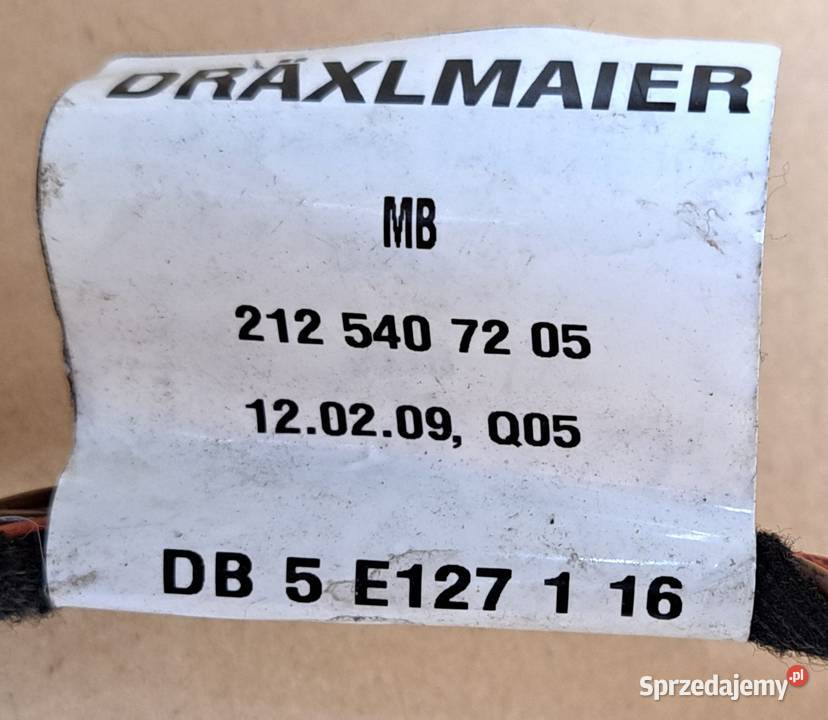 WIĄZKA DRZWI PRAWY TYŁ MERCEDES E W212 Materiały instalacyjne Mielęcin