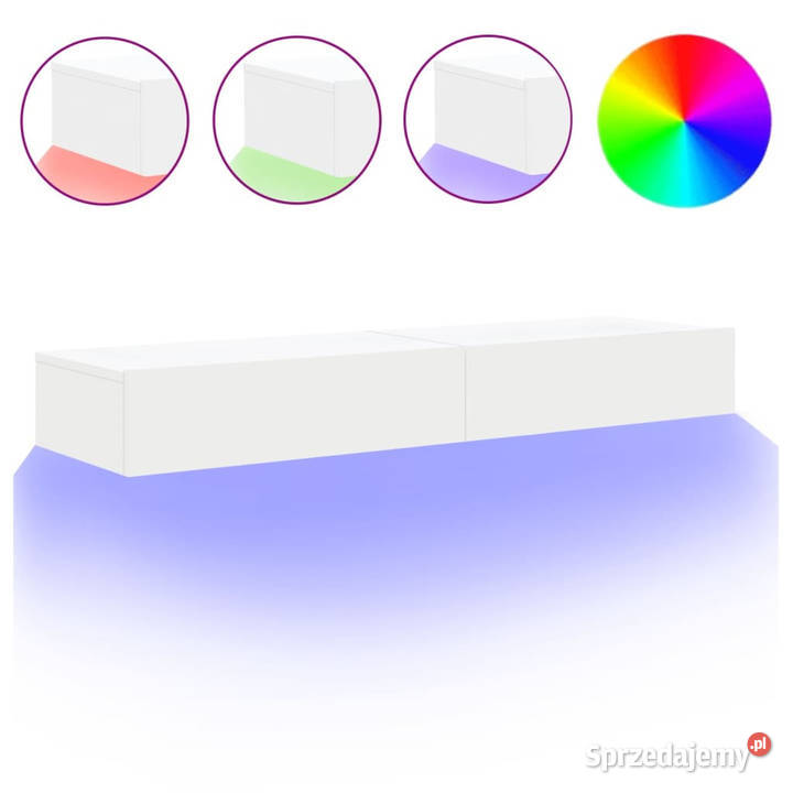 Szafki telewizyjne z LED 2 białe 60x35x155 Warszawa sprzedam