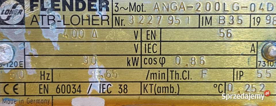 silnik elektryczny 30kW 1465obr 3fazowy B35 Pigża