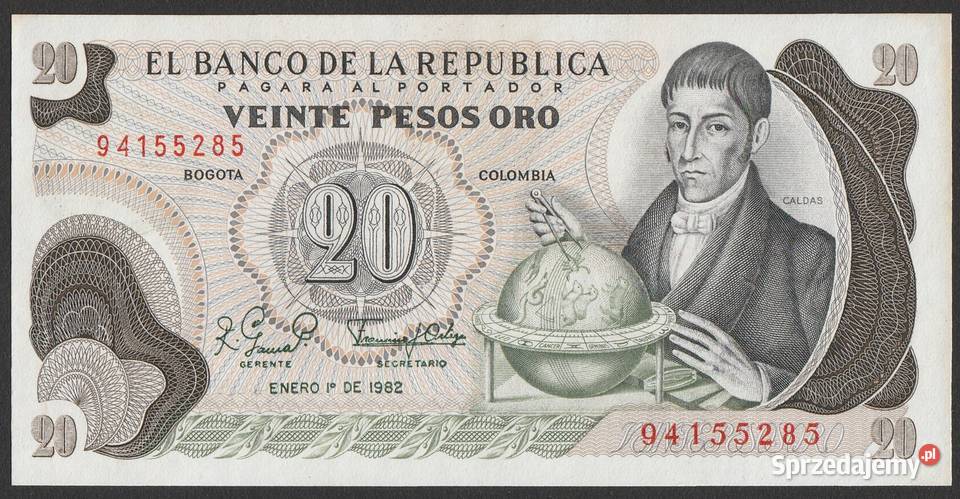 Kolumbia 20 pesos 1982 stan bankowy UNC sprzedam