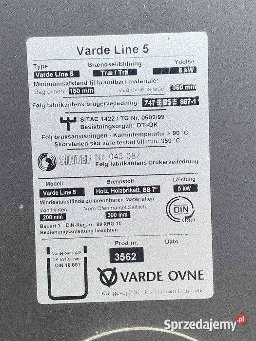 Duński kominek piec wolnostojący koza Varde Ovne Gryfice