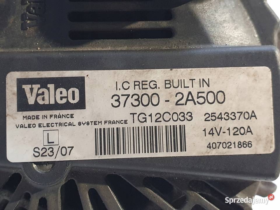 ALTERNATOR Kia Ceed 16 CRDI 373002A500 120A Chełm