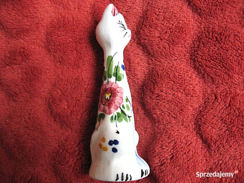 Kot ręcznie malowany kotek stara figurka Siedlce