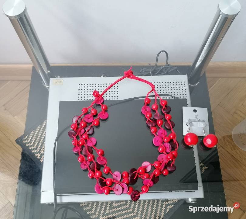 NASZYJNIK BOHO NATURALNY KORAL KOLCZYKI Łódź