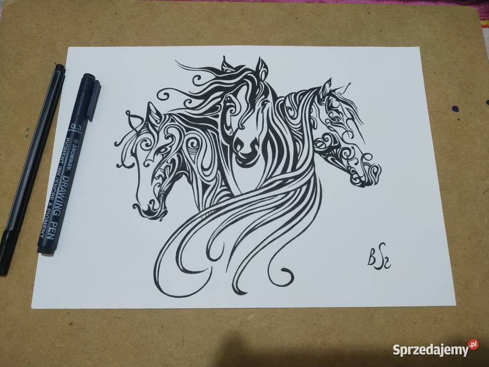 Rysunek 3 konie cienkopisblok t A4 250gm2 Warszawa