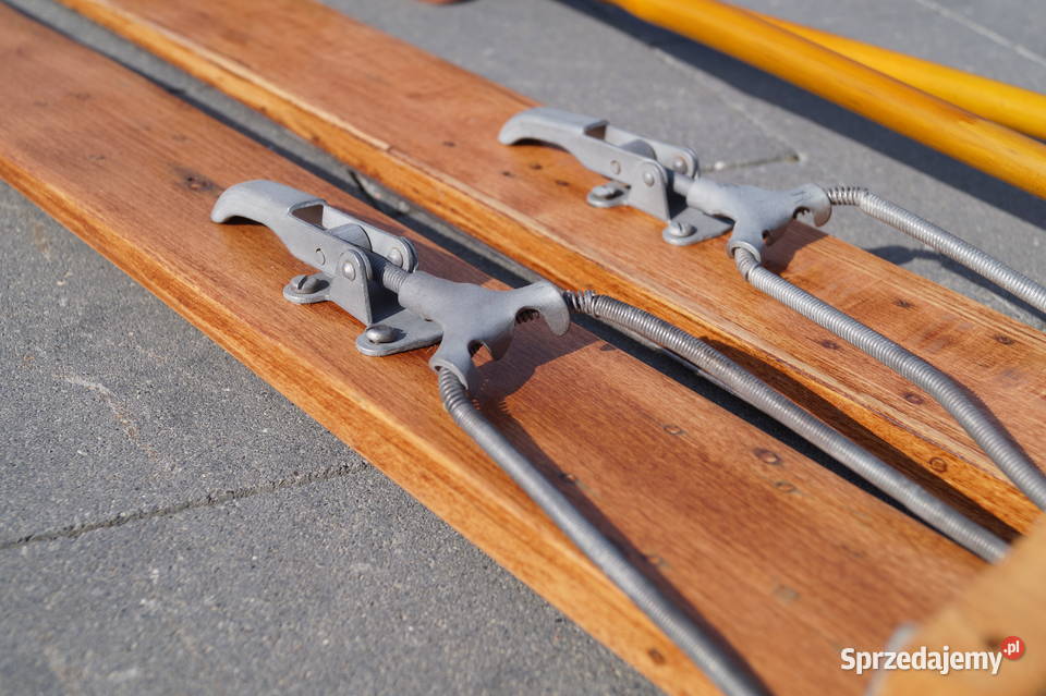 Stare narty drewniane 172 z kijkami Pruchnik