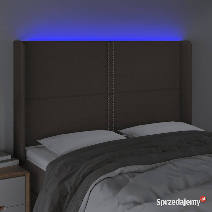 Zagłówek do łóżka z LED taupe 147x16x118128 Warszawa