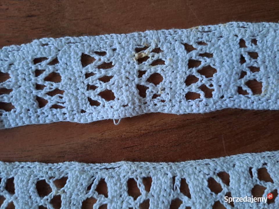 PRL Tasiemka Wstążka Haftowana koronka Warszawa