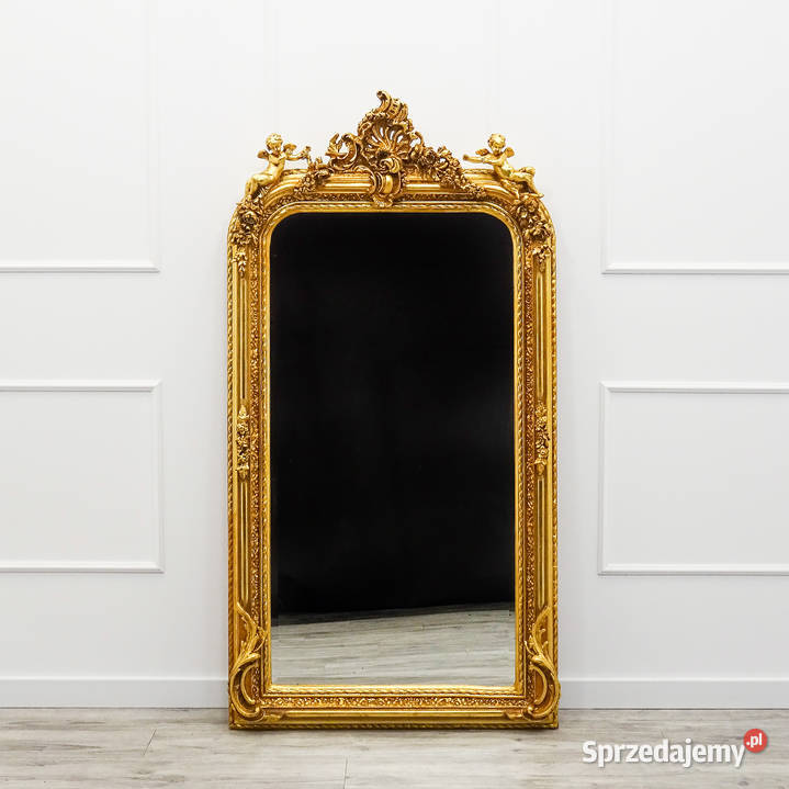 Duże LUSTRO stojące ZŁOTA RAMA DEKOR LUSTRO żółty