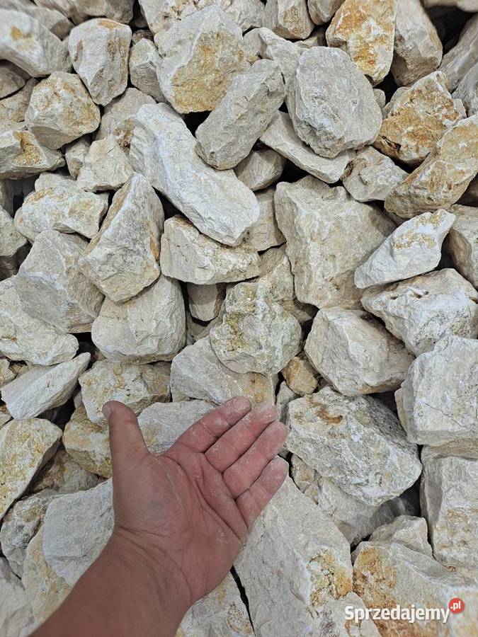 Kamień biały biszkoptowy ogrodowy, głaz, gabion 60-120 mm