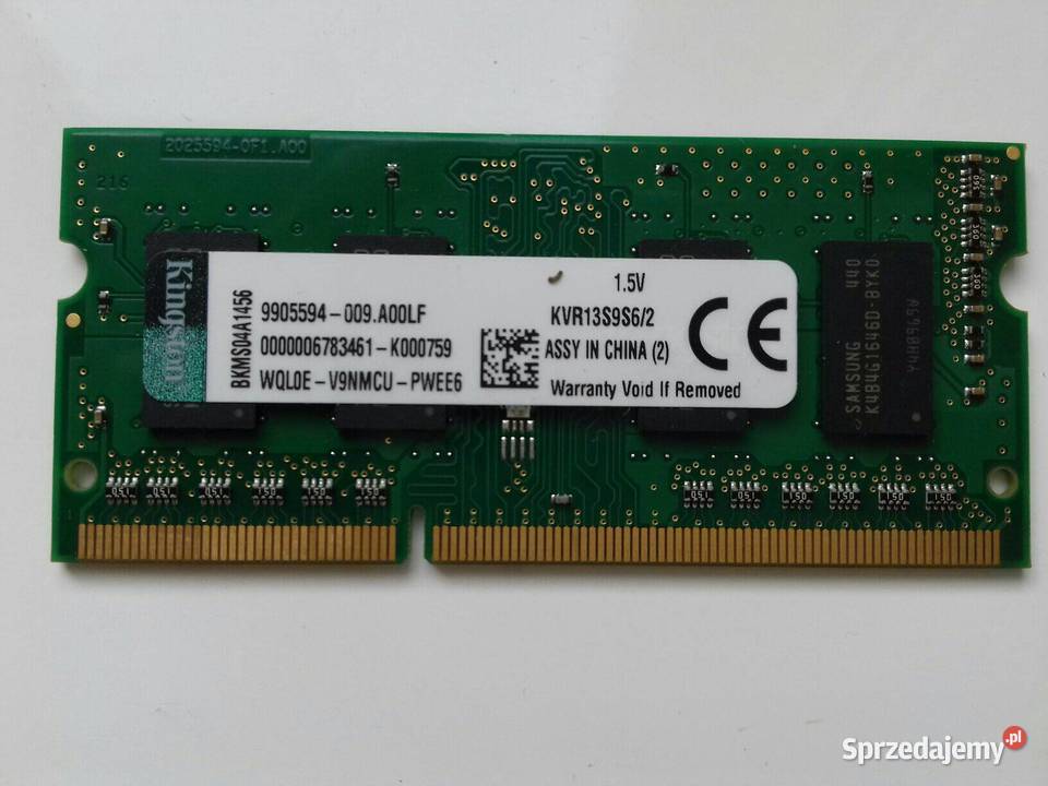 Kingston DDR3 2GB PC310600 SODIMM 15V 1333MHz Bydgoszcz