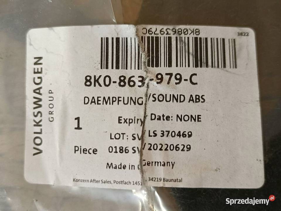 AUDI A4 B8 WYGŁUSZENIE DRZWI LEWY PRZÓD Części samochodowe wielkopolskie Pleszew sprzedam