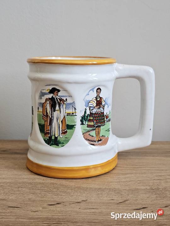 ceramiczny Kufel na piwo Węgry stroje ludowe Krosno
