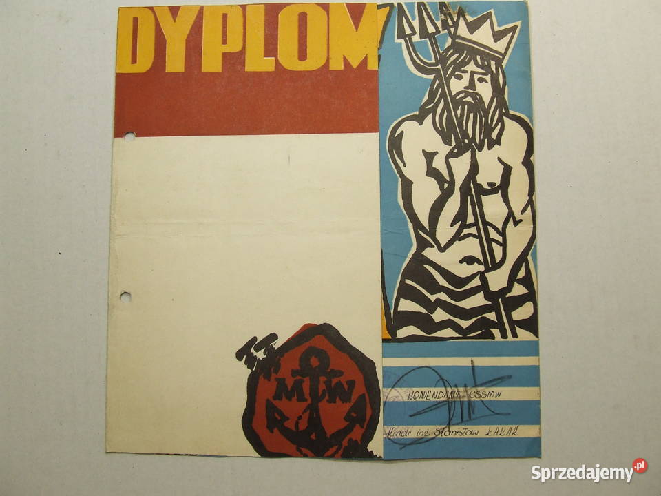 Stary Dyplom Marynarza marynarka wojenna PRL