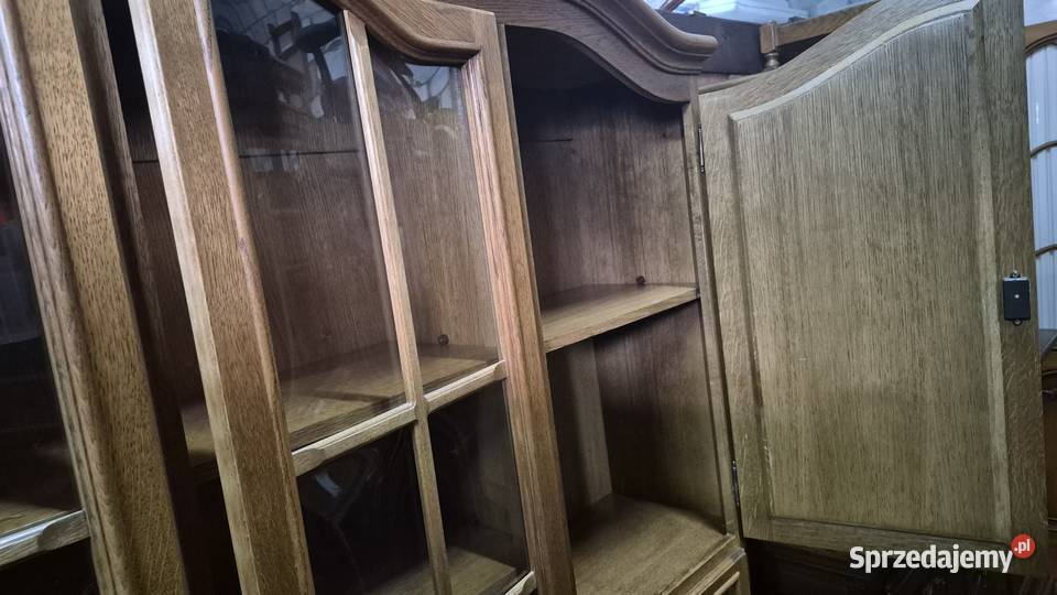 Biblioteka gabinetowa kredens witryna dębowa dąb Kredensy i witryny Sypniewo