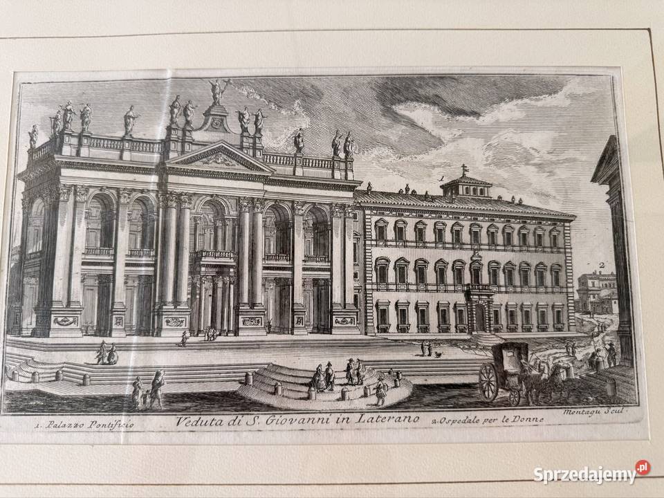 Antyczny Miedzioryt 1770 Rzym Veduta di S