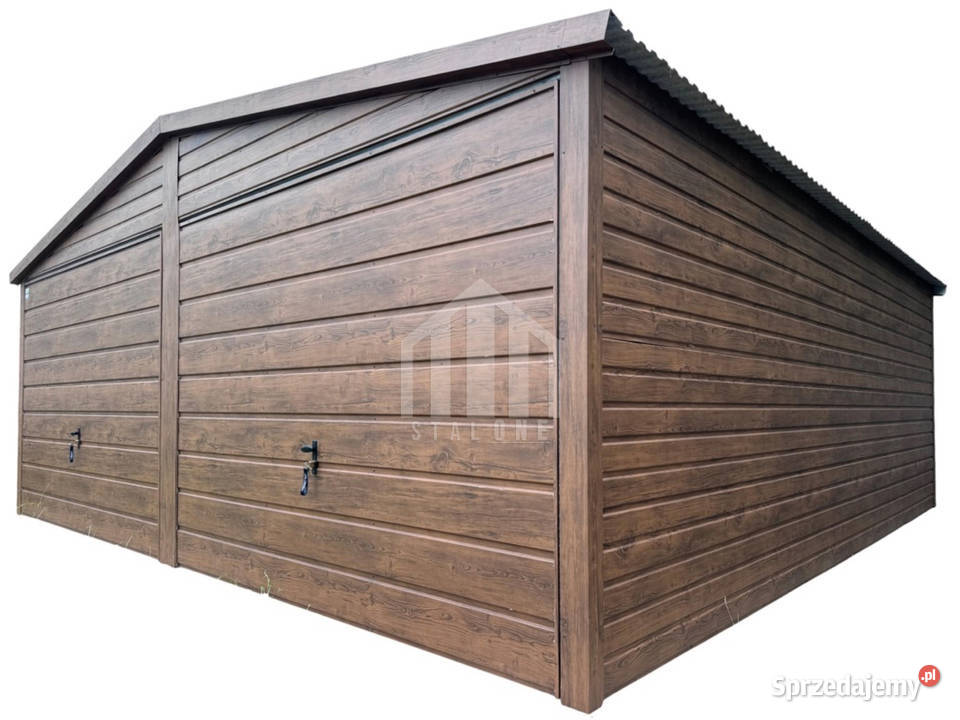 Garaż blaszany 6x5m 2x brama uchylna okno dach Garaże i miejsca postojowe Chodzież