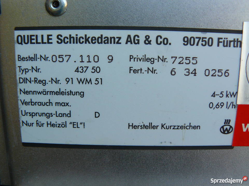 Okazja Sprzedam Niemiecki Piecyk na Olej Opałowy Strzelin sprzedam