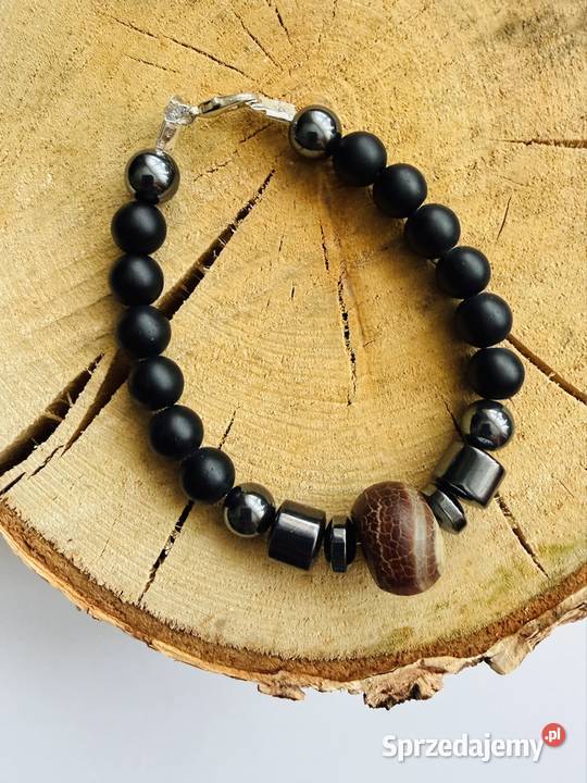 Bransoletka kamień onyks hematyt agat tybetański Łomża